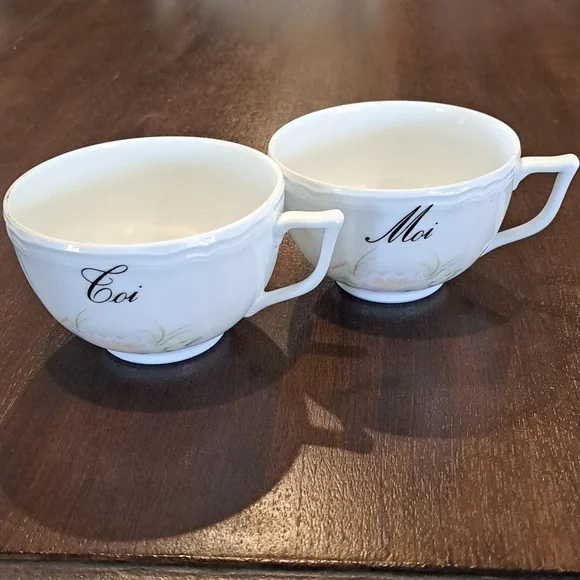 Limoges France Tea/Coffee Cup, Moi& Coi inscribed on white porcelain - Picture 1 of 12